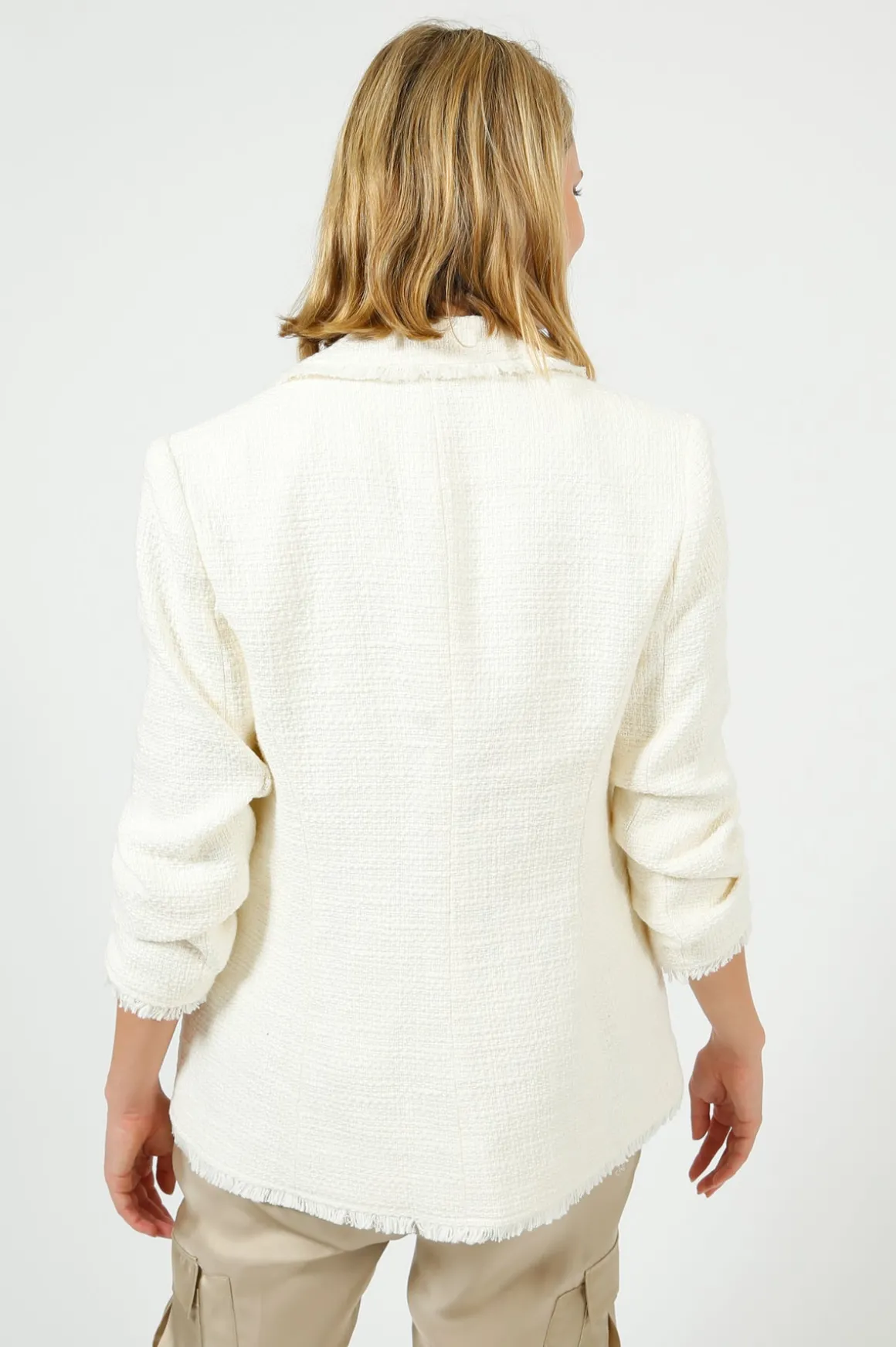 5A7 Boucle Khloe Blazer in Gardenia