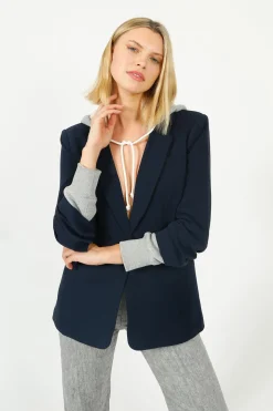 5A7 Hooded Khloe Blazer in Navy, Grey