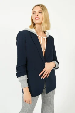5A7 Hooded Khloe Blazer in Navy, Grey