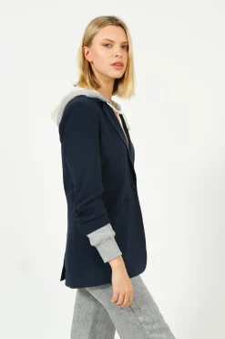 5A7 Hooded Khloe Blazer in Navy, Grey