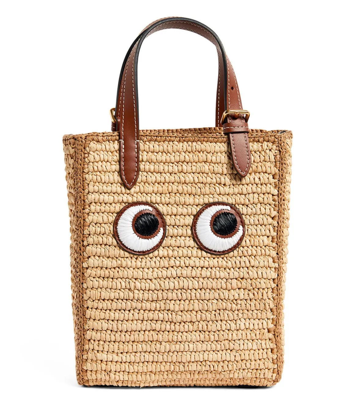 AH N/S Tote in Mini Eyes in Natural Raffia