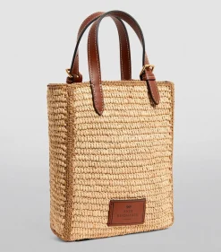 AH N/S Tote in Mini Eyes in Natural Raffia