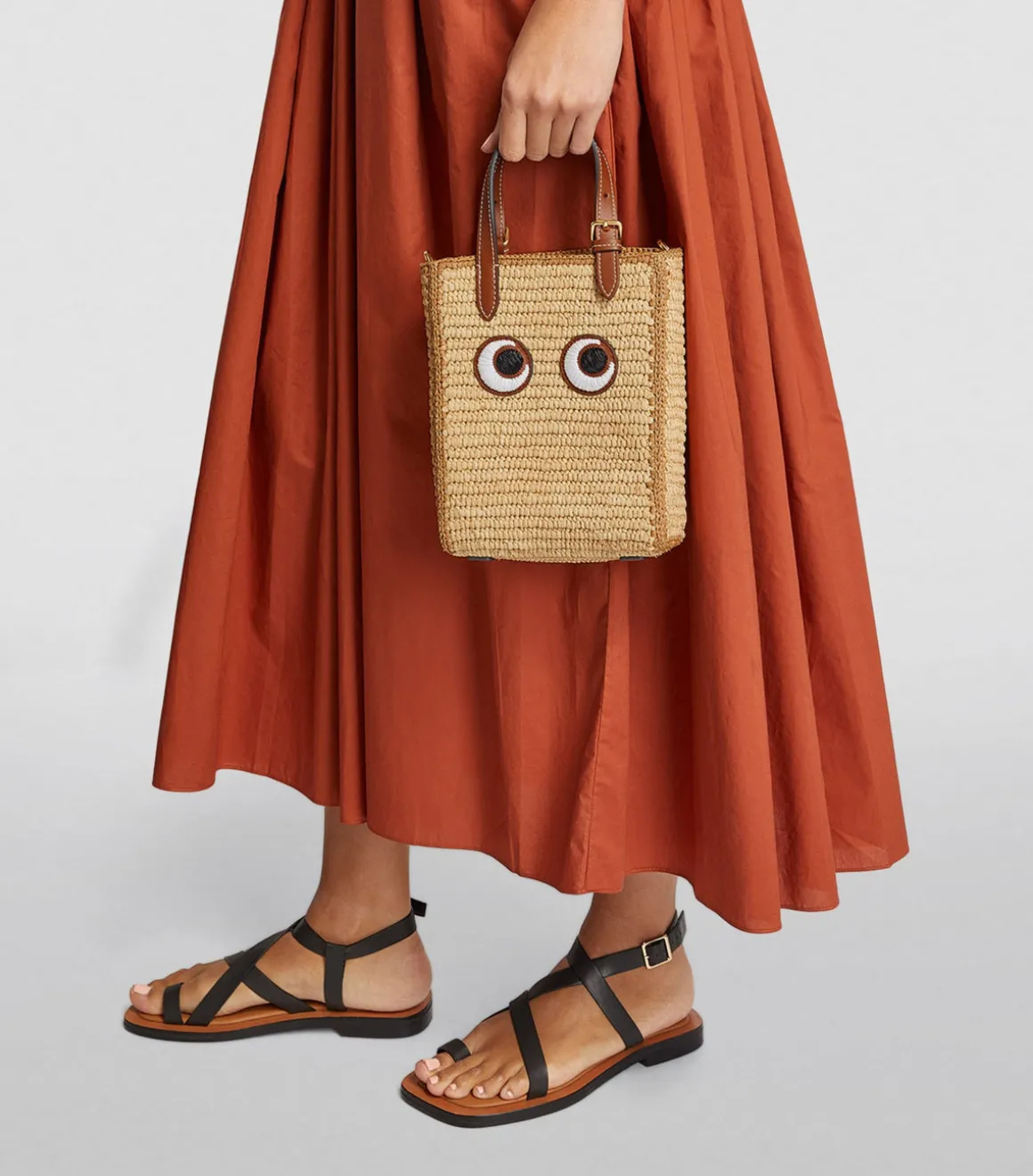 AH N/S Tote in Mini Eyes in Natural Raffia