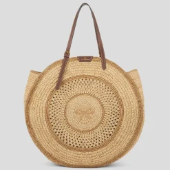AH Round Bow Tote in Natural Raffia