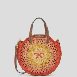 AH Small Round Bow Tote in Orange Multi