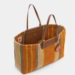 AH Striped Jute E/W Tote in Orange Multi