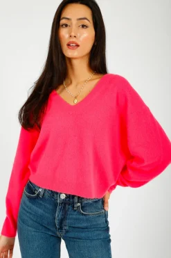 AV Raxow V Neck Knit in Hortensia Fluro