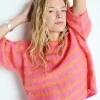 AV Nenbay SS Stripe Knit in Orange, Hibiscus