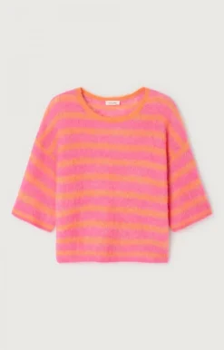 AV Nenbay SS Stripe Knit in Orange, Hibiscus