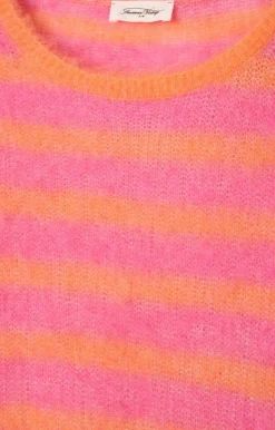 AV Nenbay SS Stripe Knit in Orange, Hibiscus