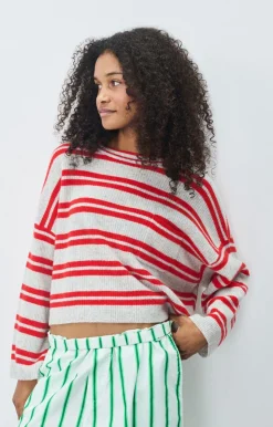 AV Raxow Stripe Knit in Grey, Strawberry