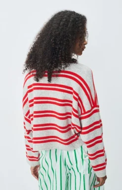 AV Raxow Stripe Knit in Grey, Strawberry