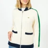 BF College Zip Up Bomber Jacket in Cream, Green