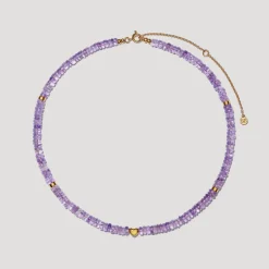 BON BON Amethyst Necklace with Gold Heart