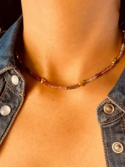 BON BON Mixed Spinel Necklace with Gold Hearts