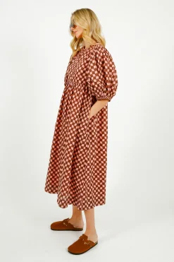 BONTE Briony Dress in Brown, Pink