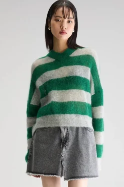 BR Arvy Knit in Green, Grey Stripe