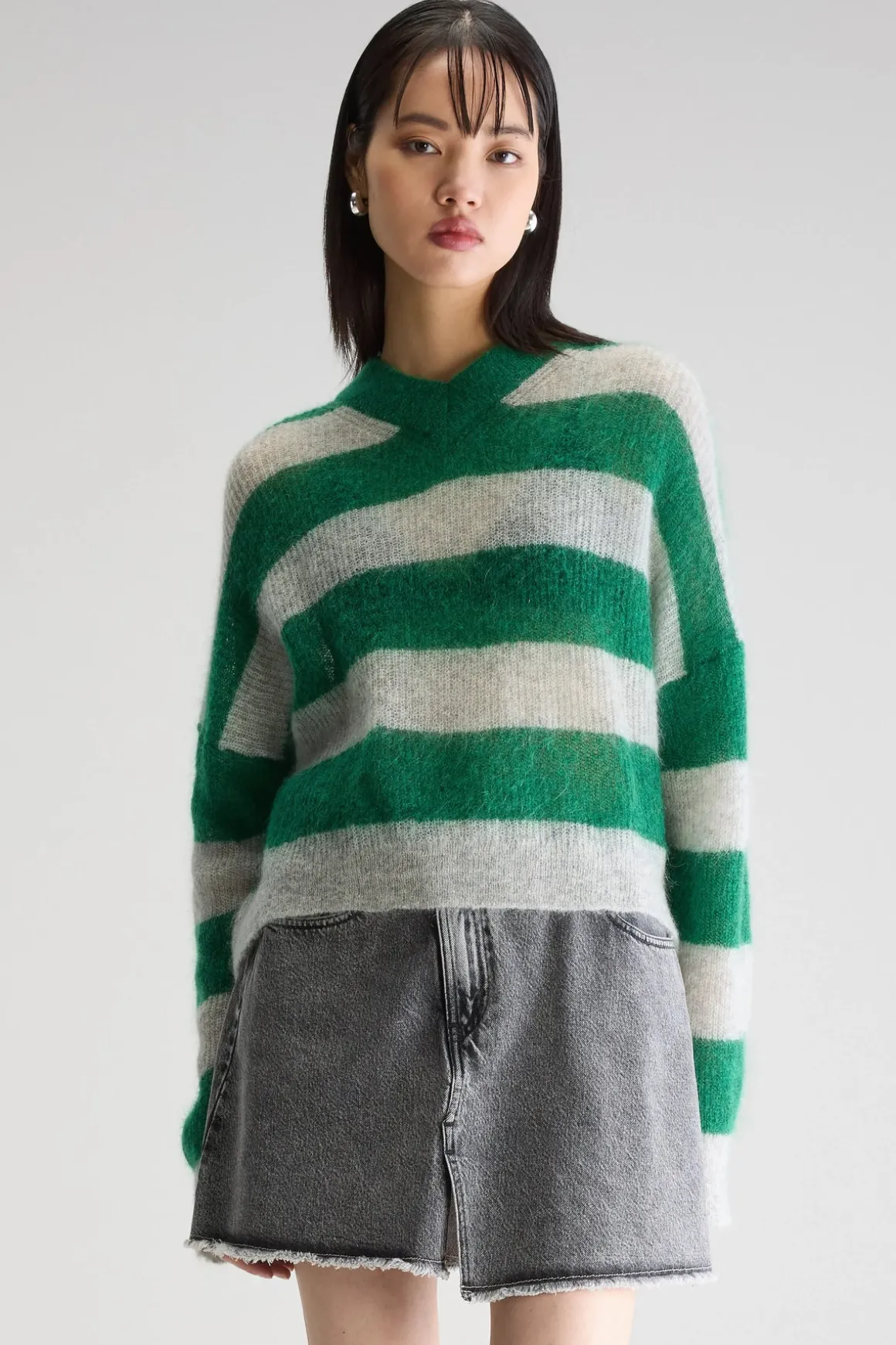 BR Arvy Knit in Green, Grey Stripe