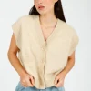 C-RUSH Brushed Palm Cardi in Almond