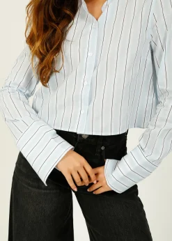 DAY Alexi Crop Striped Shirt in Light Blue