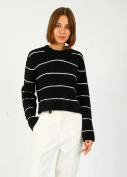 DAY Gaby Crop Stripe Knit in Black