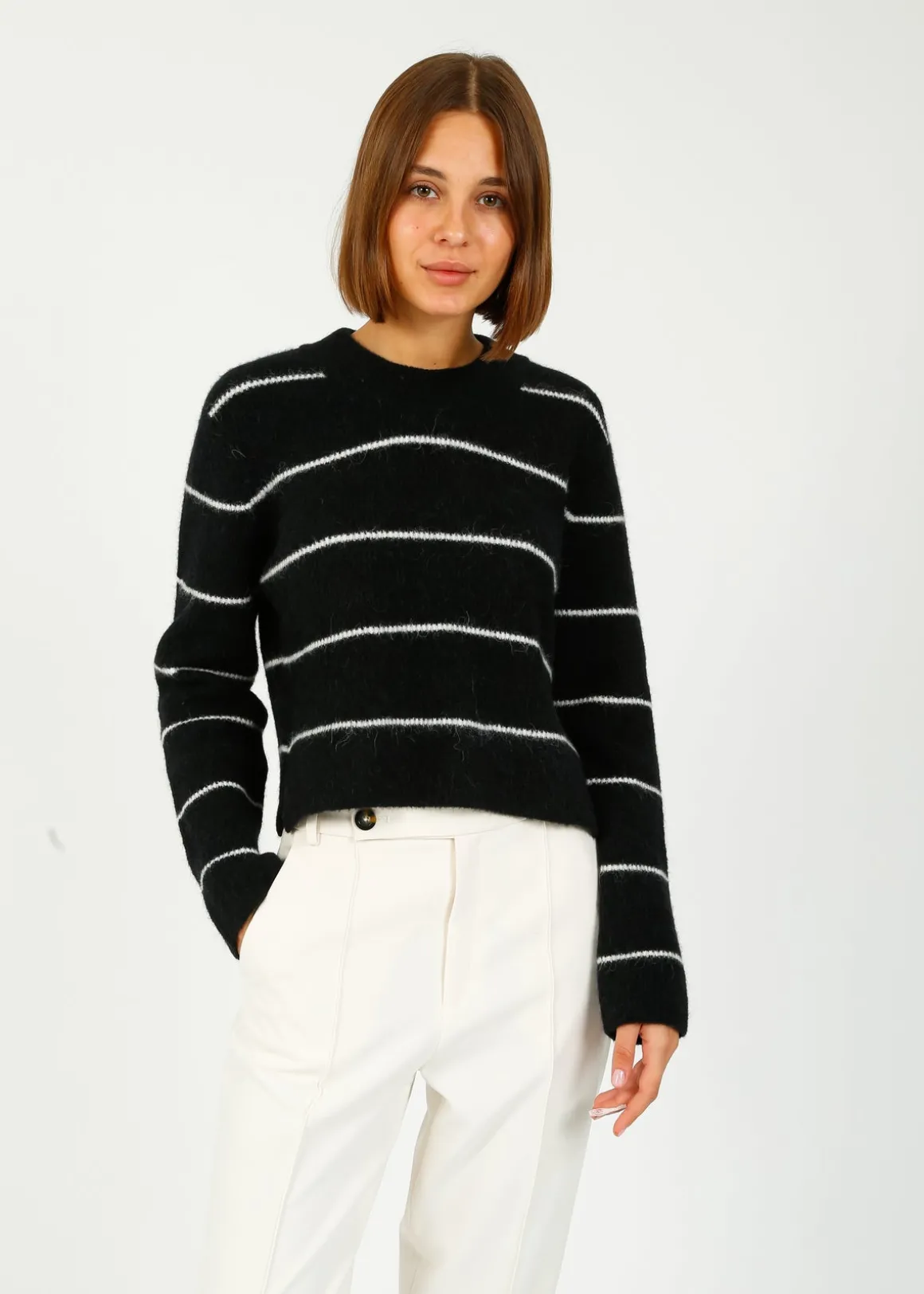 DAY Gaby Crop Stripe Knit in Black