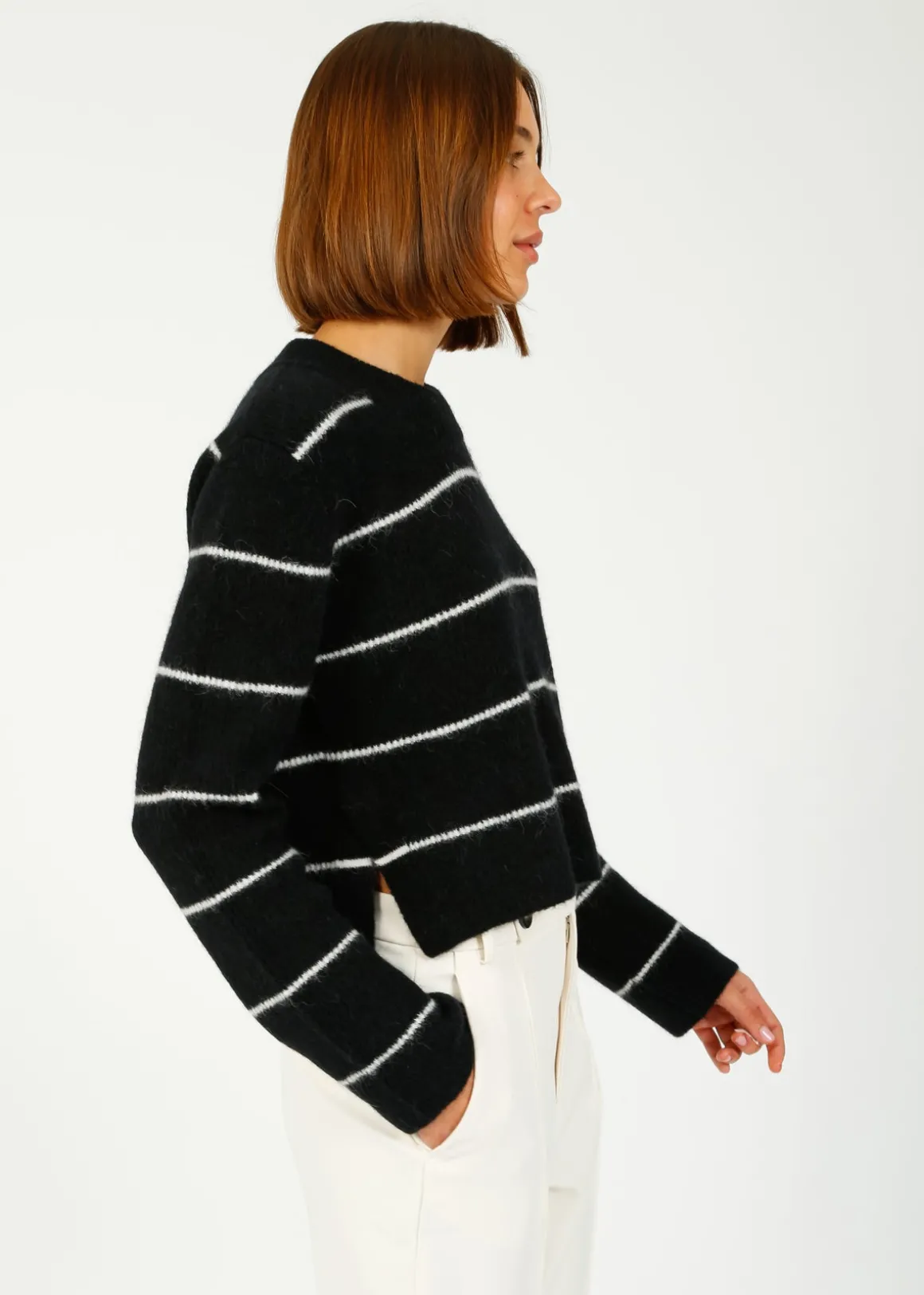 DAY Gaby Crop Stripe Knit in Black