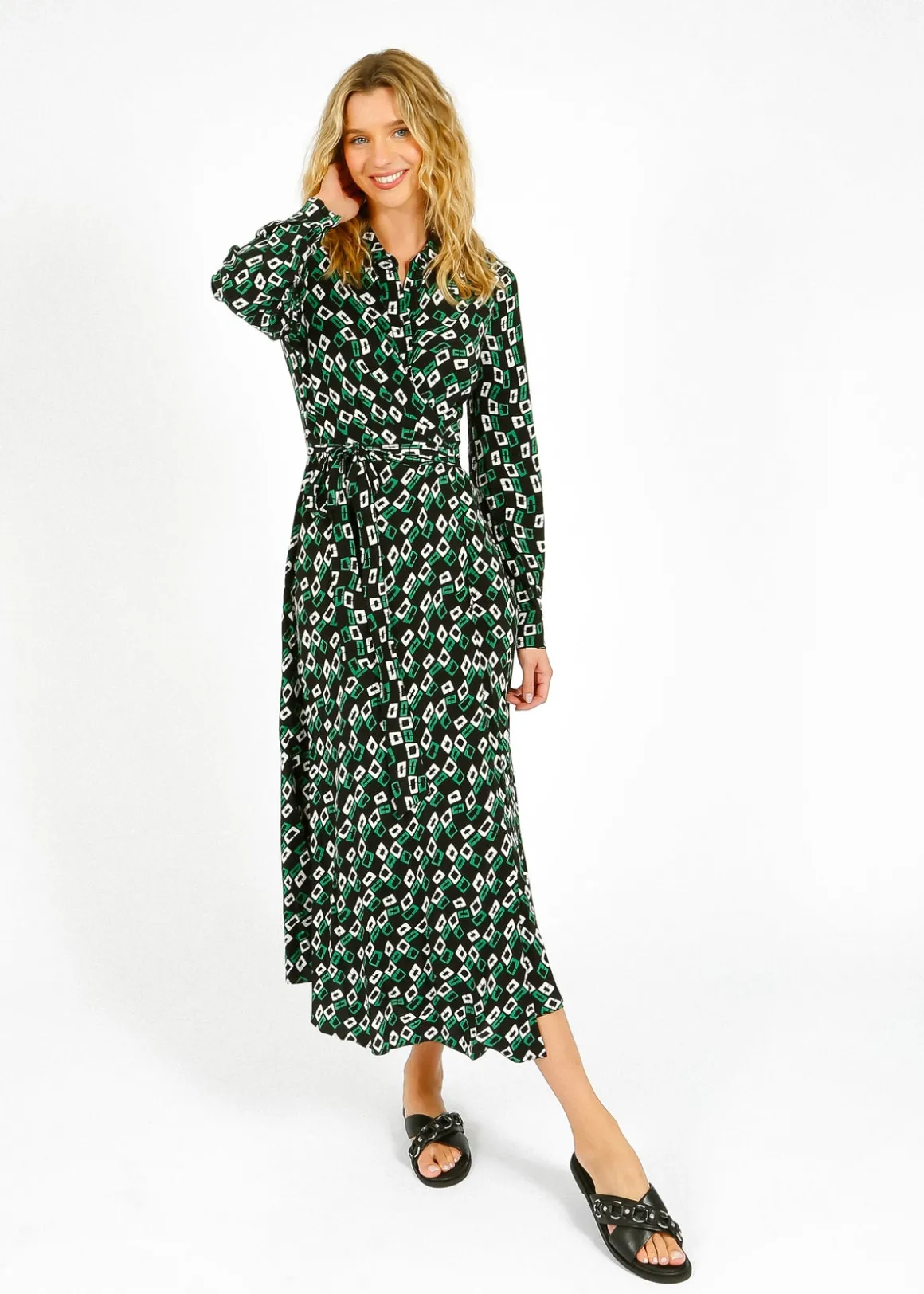 DVF Tori Dress in Chains Spots Black