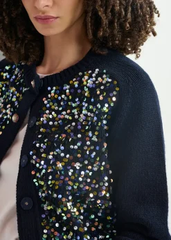 EA Halter Sequin Cardigan in Night Shade