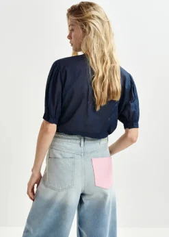 EA Hamadeus Ruffle Detail Shirt in Dark Sapphire