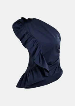 EA Haven Asymmetric Ruffle Top in Dark Sapphire