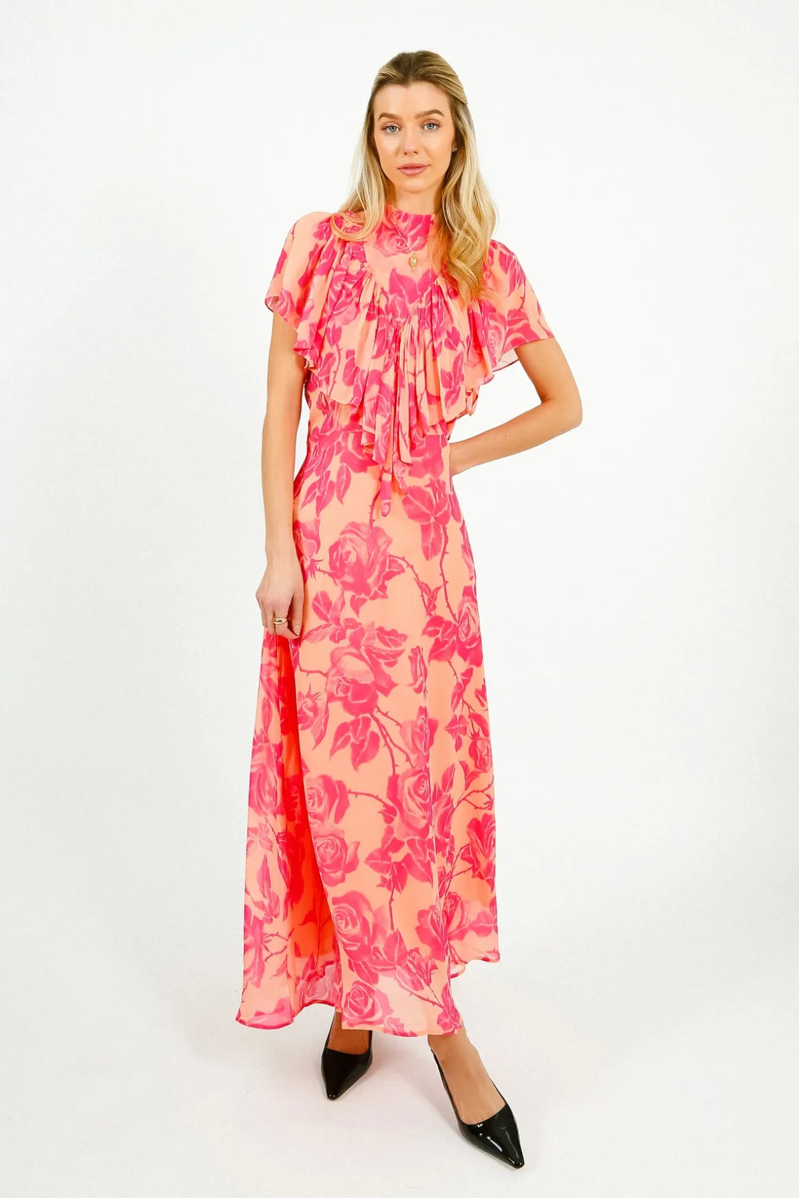EA Honolulu Ruffle Midi Dress in Marzipani