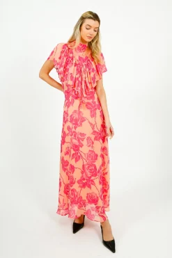 EA Honolulu Ruffle Midi Dress in Marzipani
