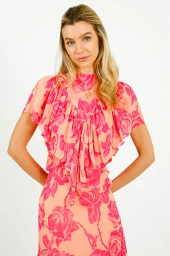 EA Honolulu Ruffle Midi Dress in Marzipani