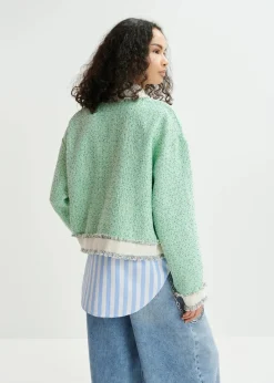 EA Hoola Cropped Fringe Jacket in Neptune Green
