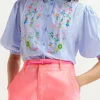 EA Horange Embroidered Shirt in Aqua Blue