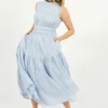 EP DR2605 Triple Gathered Dress in Sky