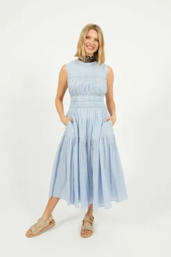 EP DR2605 Triple Gathered Dress in Sky