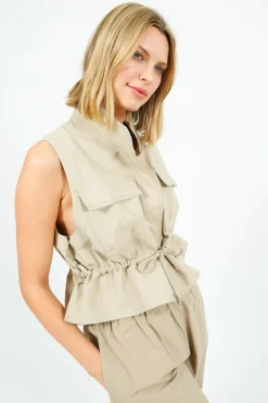 EP JK3109 Utility Vest Jacket in Beige