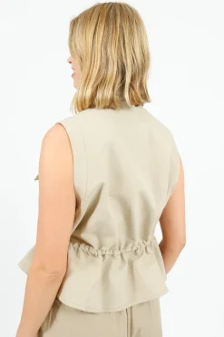 EP JK3109 Utility Vest Jacket in Beige