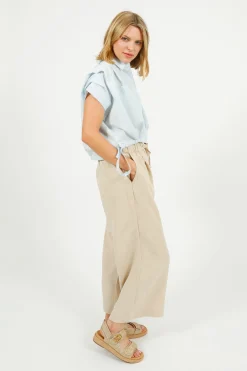 EP PT1903 Drawstring Waist Trousers in Beige