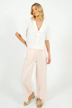 Eu0026I Babette Broderie Anglaise Blouse in White