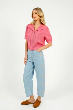 Eu0026I Brunelle Blouse in Raspberry