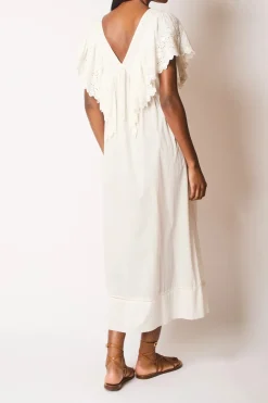 FAUNE Camelia Cotton Voile Dress in Vintage White
