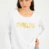 FWP Sparkling Sweatshirt in White, Gold