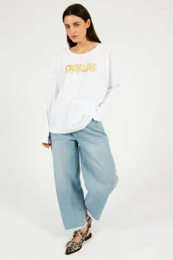 FWP Sparkling Sweatshirt in White, Gold