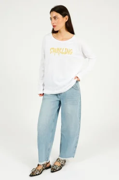 FWP Sparkling Sweatshirt in White, Gold