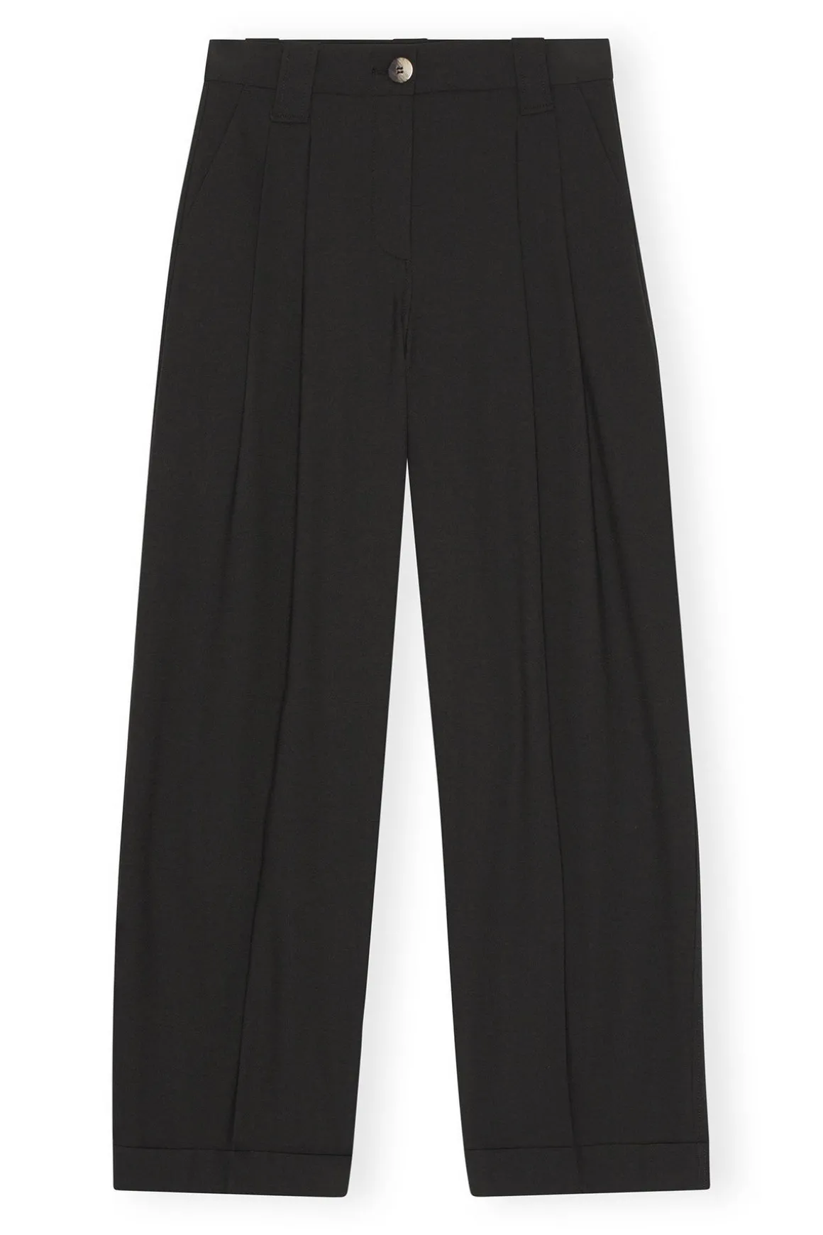 GANNI F8075 Drapey Melange Pleat Pants in Black