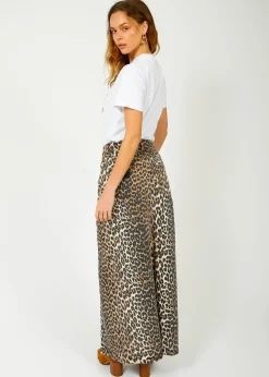GANNI J1445 Printed Denim Maxi Skirt in Leo