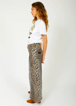 GANNI J1445 Printed Denim Maxi Skirt in Leo